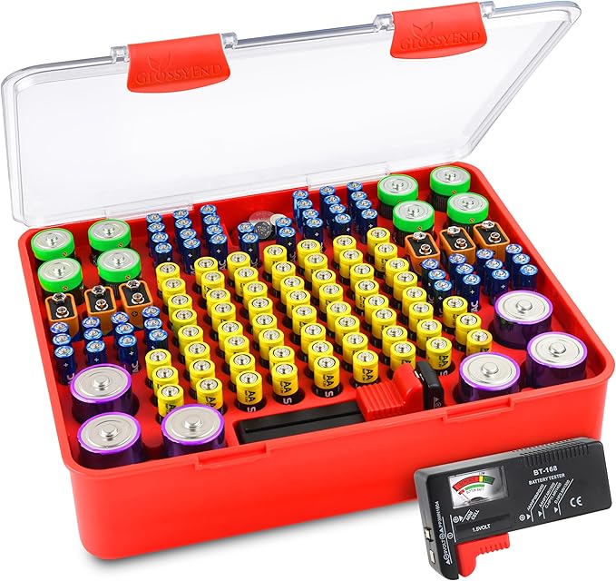 140 Slot Multi Battery Storage Box, Battery Storage Case, Battery Holder by GlossyEnd