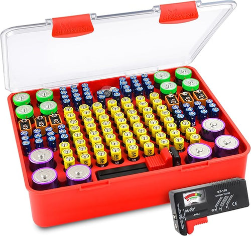 140 Slot Multi Battery Storage Box, Battery Storage Case, Battery Holder by GlossyEnd