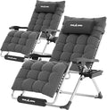 UDPATIO Oversized Zero Gravity Chair Set of 2, 29In XL Patio Reclining Chair with Cushion, Outdoor Folding Recliner with Pillows|Cup Holder|Foot Rest|Padded Headrest, Burgundy, Support 500LB by UDPATIO