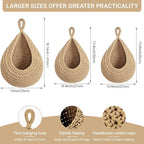 Halidali Hanging Fruit Baskets for Kitchen, 3 Pack Boho Cotton Rope Handwoven - Image 2