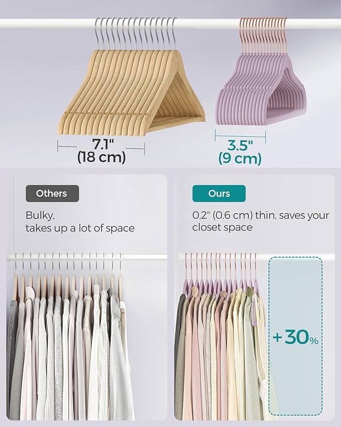 SONGMICS Slim Velvet Hangers, Non-Slip Clothes Hangers - Image 5