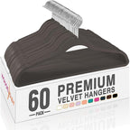 HOUSE DAY Taupe Velvet Hangers 60 Pack, Non Slip Clothes Felt Hanger Heavy Duty by HOUSEDAY