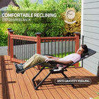 UDPATIO Oversized Zero Gravity Chair, 33In XXL Patio Reclining Chair with Cushion, Outdoor Folding Recliner with Pillows|Cup Holder|Foot Rest|Padded Headrest, Brown Grey, Support 500LB - Image 6