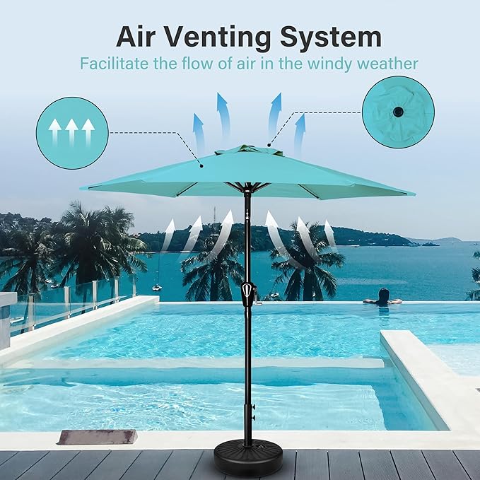 Simple Deluxe 9' Patio Umbrella Outdoor Table Market Yard Umbrella with Push Button Tilt/Crank - Image 6