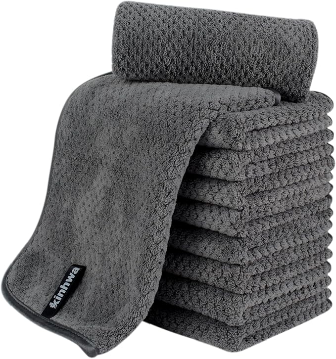 KinHwa Microfiber Hand Towels for Bathroom Soft and Absorbent Face Towels Grey by KinHwa