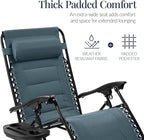 Best Choice Products Oversized Padded Zero Gravity Chair, Folding Outdoor Patio Recliner, XL Anti Gravity Lounger for Backyard w/Headrest, Cup Holder, Side Tray, Polyester Mesh - Slate Blue - Image 4
