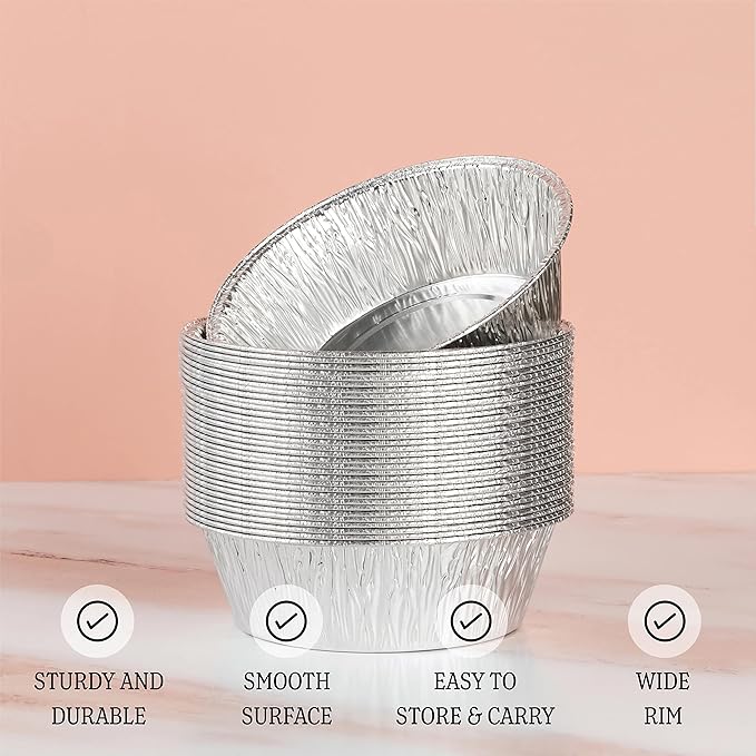 PLASTICPRO 6.5'' Inch Round Tin Foil Pans Disposable Aluminum, Freezer & Oven - Image 4