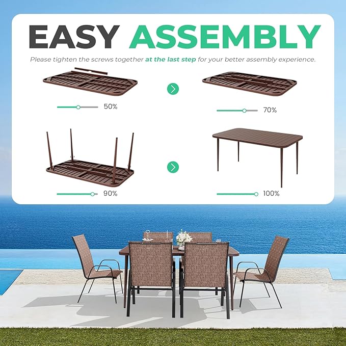 JEAREY Patio Dining Table, Outdoor Dining Table All-Weather for Garden, Backyard, Lawn, Coffee - Image 4