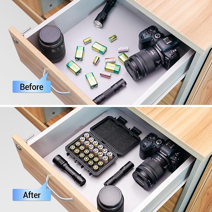24 Slots CR2 CR123 CR123A Lithium Battery Organizer Case, IP67 Waterproof Hard - Image 5