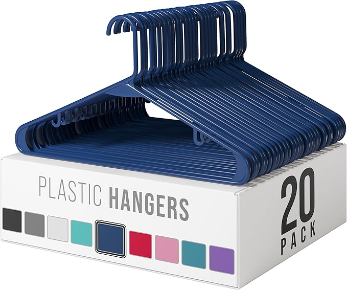 Plastic Hangers 20 Pack Navy Blue by Neaterize