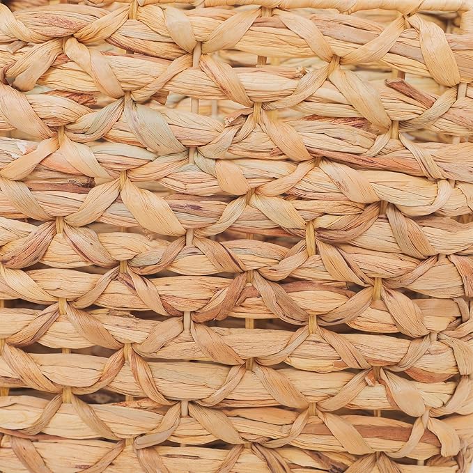 2-Tier Wall Hanging Wicker Water Hyacinth storage baskets Set, Woven Rustic - Image 8