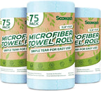 Microfiber Cleaning Cloths Roll, 225 Pack Tear Away Microfiber Towels Roll by SOOWASH