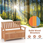 Tangkula 48 Inch Outdoor Wood Storage Bench Deck Box, Wooden Storage Loveseat with 34.2 Gal Inner Space, Entryway Bench Deck Box with Slatted Backrest, Storage Seat for Garden, Lawn, Balcony & Porch - Image 8