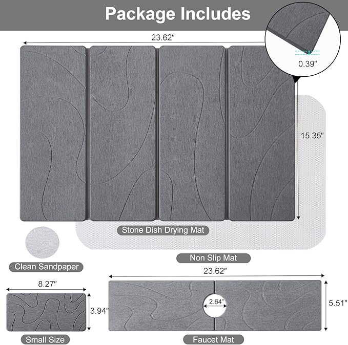 3 PCS Large Stone Dish Drying Mat - Image 2