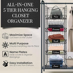 DECOLURE 5-Tier Adjustable Hanging Closet Organizer – Maximize Hanging Storage - Image 4