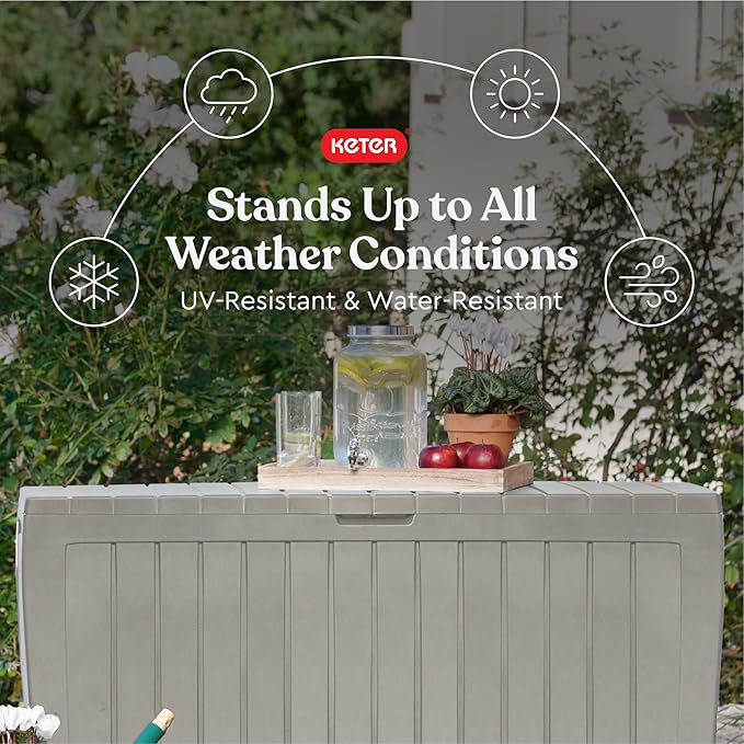 Keter Marvel Plus 71 Gallon Resin Outdoor Storage Box for Patio, Balcony & Garden – Weather‑Resistant Deck Box for Cushions, Pillows, Pool Floats & Tools, Beige - Image 3