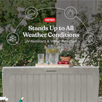 Keter Marvel Plus 71 Gallon Resin Outdoor Storage Box for Patio, Balcony & Garden – Weather‑Resistant Deck Box for Cushions, Pillows, Pool Floats & Tools, Beige - Image 3