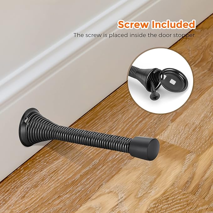 Ravinte Door Stoppers, 12 Pack Black Spring Door Stops - Image 5