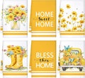 Boyiee Set of 6 Yellow Flower Kitchen Towels Decorative Floral Tea Towels by Boyiee