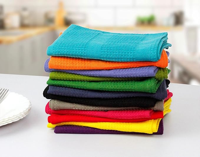 Cotton Craft 12 Pack Multicolor Kitchen Towels 16x28 Inches- Pure Cotton - Image 6