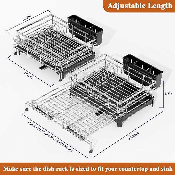 Large Dish Drying Rack, Extendable Dish Rack - Image 2