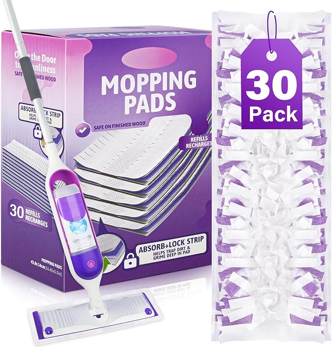 Mop Pads Refills for Swiffer Power Mop: 30 Pcs Wet Dry Disposable Pad for by Ehadoo