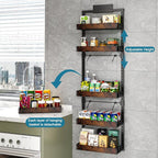 bukfen Over the Door Pantry Organizer, 6-Tier Adjustable Wooden Basket Kitchen - Image 5