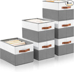 6 Pack Large Storage Bins with Handle, Collapsible Storage Basket by Euct