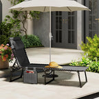 Outsunny Chaise Lounge Chair Outdoor, 5-Position Adjustable Sun Tanning Chair with Carrying Handle and Side Pocket, Folding Bed Cot with Removable Pillow for Garden, Beach, Patio, Pool, Camp, Gray - Image 8