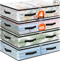 4 Pack Under Bed Storage Bags, 60L Foldable Clear Storage Containers by Unknown
