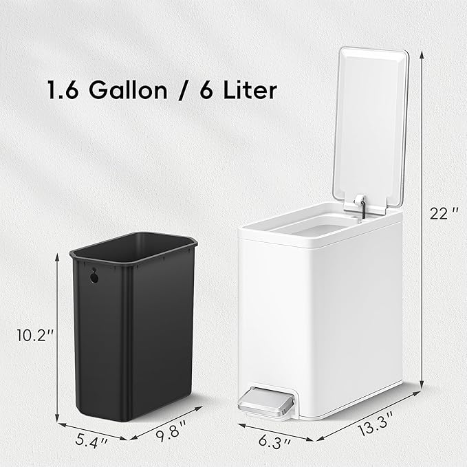 EKO Slim Small Bathroom Trash Can - Image 2