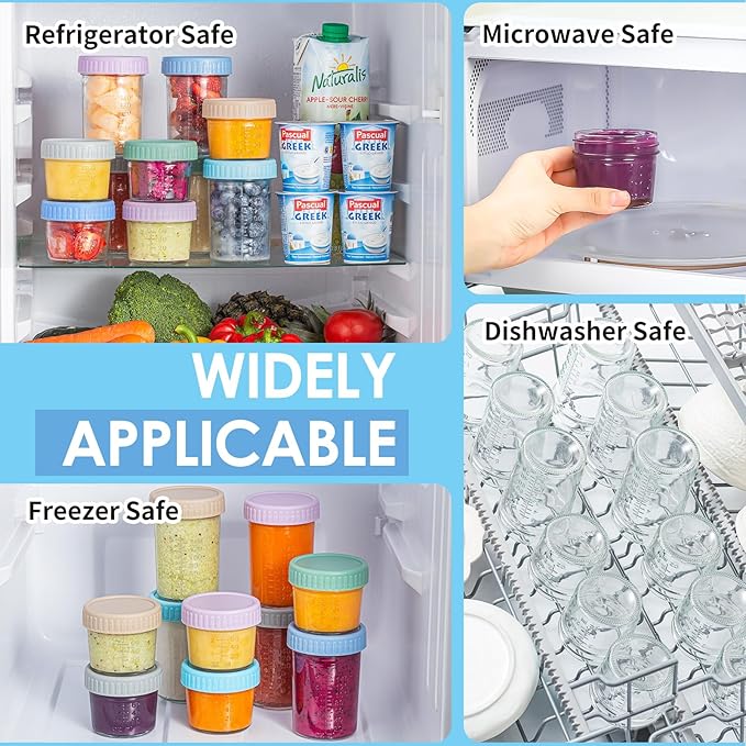 DRKIO 12 Pack Glass Baby Food Storage Containers - Image 6