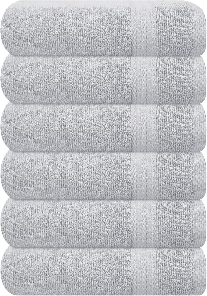 GLAMBURG Ultra Soft 6-Piece Hand Towel Set 16x28-100% Ringspun Cotton by GLAMBURG