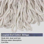 Cotton Cloth Mop, 4 Section Stainless Steel Pole + Two Cotton String Mop Heads - Image 4