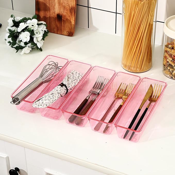 Maitys 12 Pcs Clear Drawer Organizer 9 x 3 x 2 Inches Plastic Rectangle Trays - Image 3