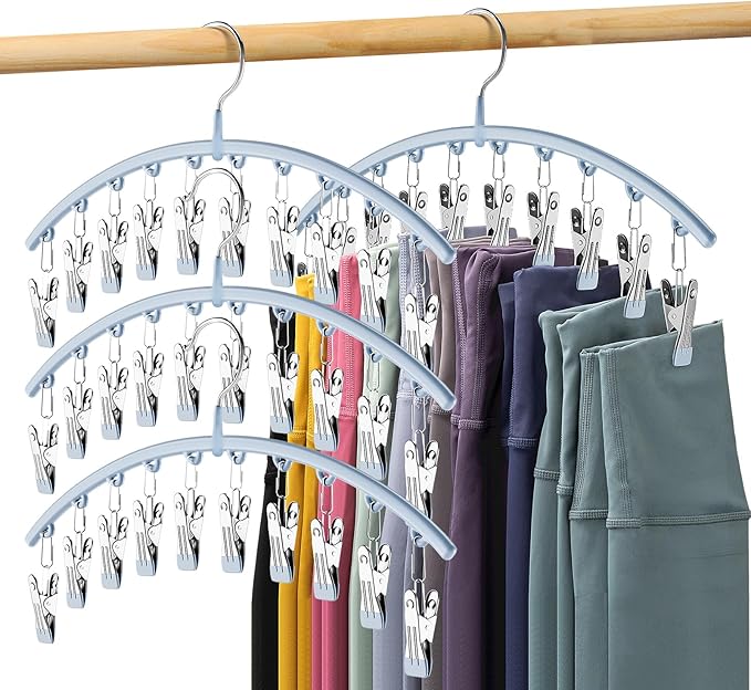 Legging Organizer for Closet, Metal Yoga Pants Hanger w/Rubber Coated 4 Pack by Volnamal