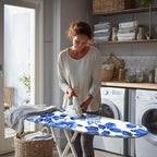 Classic Blue Floral Ironing Board Cover Stretch Fabric - Image 3