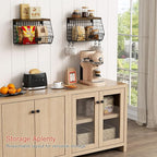 Hanging Wall Fruit Basket for Kitchen Counter 2 Pack, Stackable Wire Baskets - Image 3