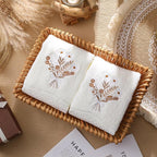 2 Pcs Boho Flowers Hand Towels Beige Bathroom Wildflowers Decor 14x29 Inch - Image 2