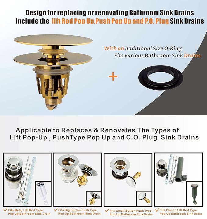 Artiwell Universal Bathroom Sink Drain Stopper, Fits Most Pop-Up Drains - Image 2