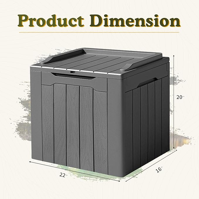 Devoko 31 Gallon Waterproof Outdoor Storage Box Resin Deck Box Lockable and UV Resistant for Patio Furniture,Garden Tools (Grey) - Image 6