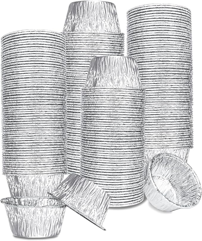 Aluminum Foil Baking Cups, 150 Pack Disposable 4 Oz Ramekins Aluminum Cupcake by IMPOFFI