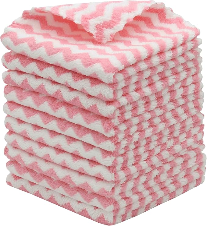 Microfiber Cleaning Cloth Lint Free Cleaning Rags, 10 Pack Fast Drying Dish Rags by HFGBLG