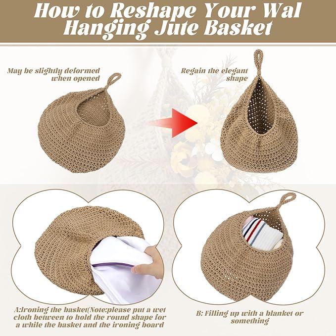 3 Pcs Larger Boho Wall Hanging Fruit Baskets - Image 5