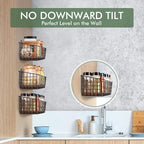 Wall Hanging Baskets 3 Pack, Diversified Wire Basket Shelves of Wooden Style - Image 5
