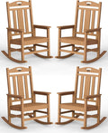 Ciokea Oversized Outdoor Rocking Chairs Set of 4, 380lbs Heavy-Duty Large Patio Rocker, High Back Cozy Porch Chairs, Weather Resistant Patio Rocking Chairs for Outside, Fire Pit, Deck, Teak by CIOKEA