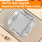 Air Fryer Paper Liners, 6.3” Square Non-stick Sheets, Food Grade Aluminum Foil - Image 5