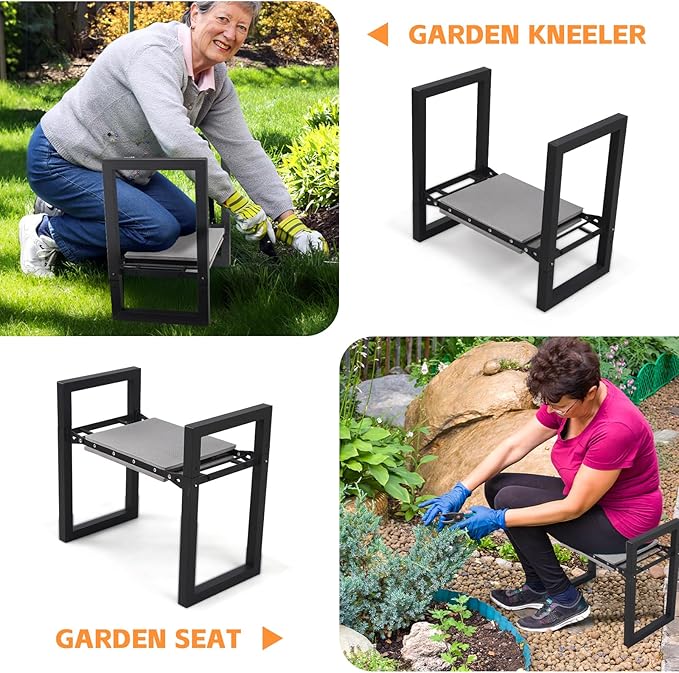 Garden Kneeler and Seat Heavy Duty 500lbs, Anti-Tip Gardening Stools with 10.5” Widen Kneeling Pad for Seniors Gardeners, 2 in 1 Garden Bench for Kneeling and Sitting - Image 4