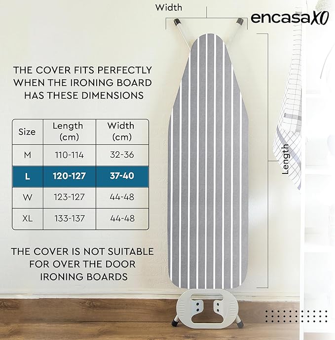 Encasa XO Ironing Board Cover and Pad 54"x15" - 4mm Felt Large Iron Board Cover - Image 5