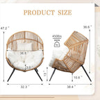 Vongrasig Wicker Egg Chair PE Rattan Chair with Cushion, Oversized Patio Lounge Chair for Outdoor, Indoor, Balcony, Backyard, Garden, Living Room, Beige - Image 2